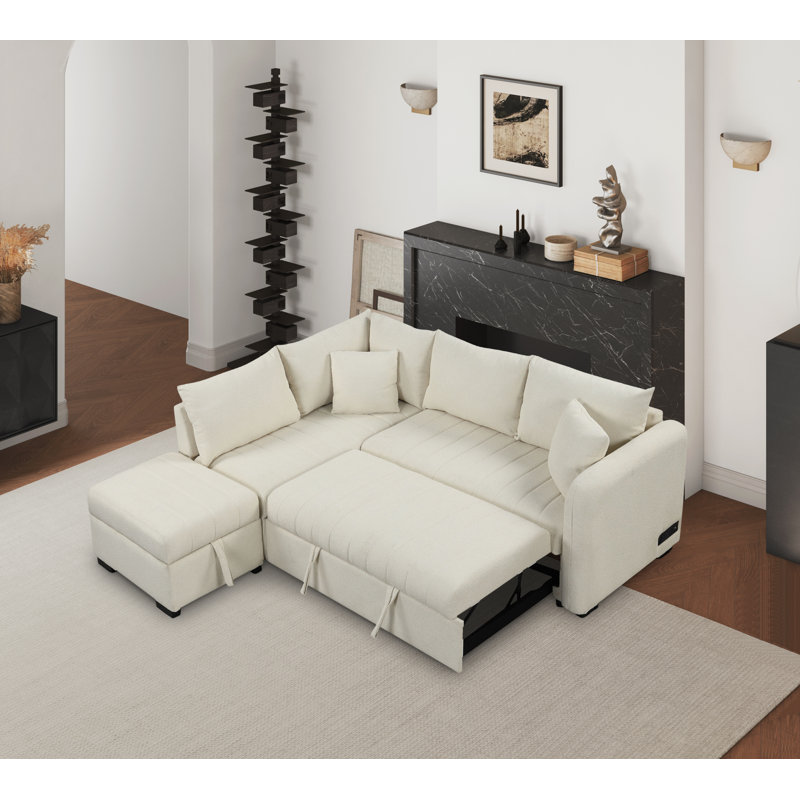 Canapé à accoudoirs arrondis 82,6 po Laquain, Beige