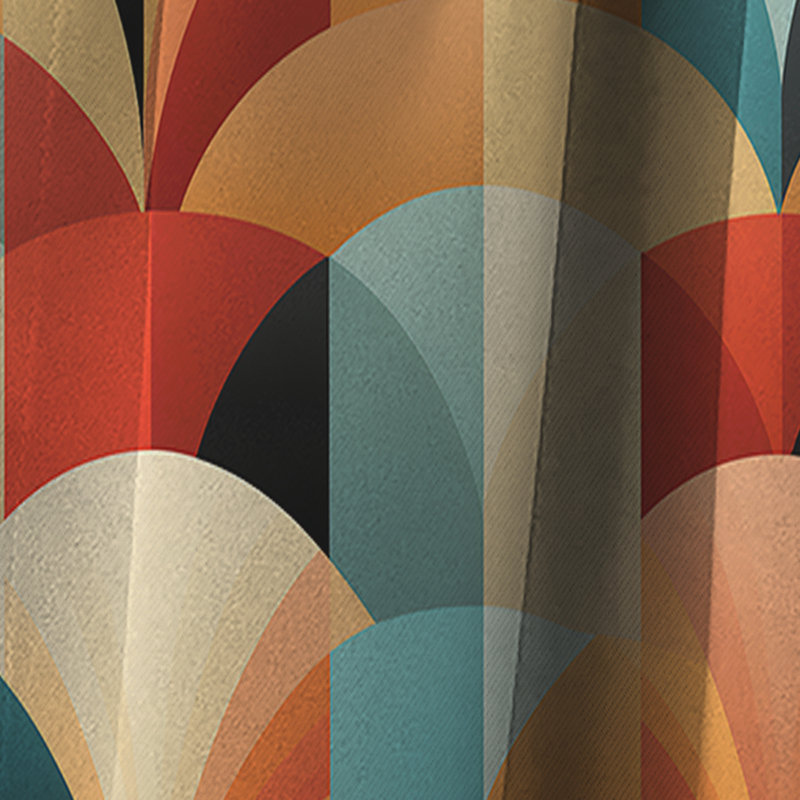 Beige turquoise rétro Revival Geometric I - Rideau occultant géométrique abstrait - 1 panneaux, L 52 po x L 95 po