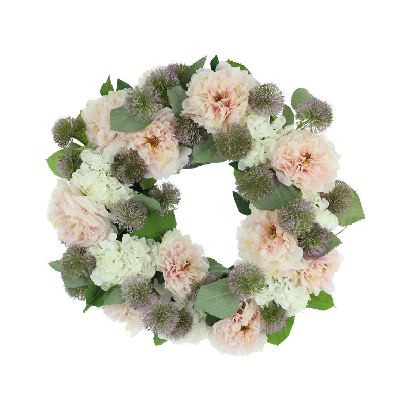 23" Peony, Hydrangea anD Globe Thistle Wreath