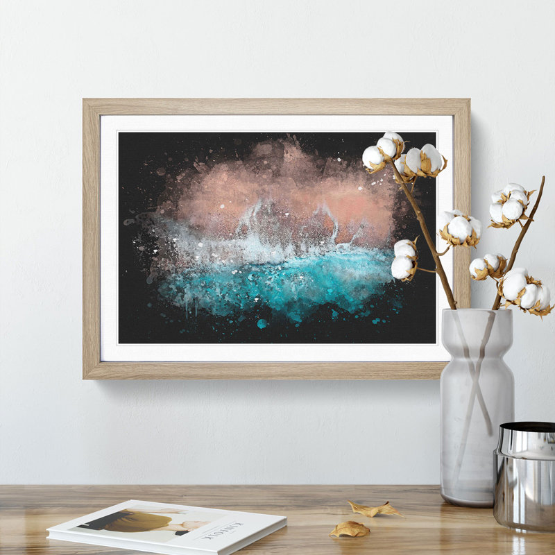 South Beach Miami Florida - Picture Frame Graphic Art, 62cm H x 87cm W x 2cm D, Oak Framed