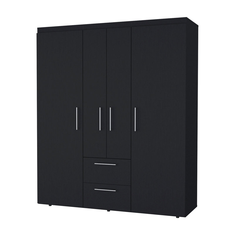 Armoire 2 portes noire tout-en-un