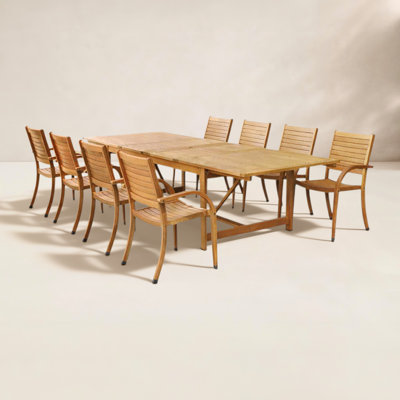 Alyisa 118" Eucalyptus Patio Dining Set