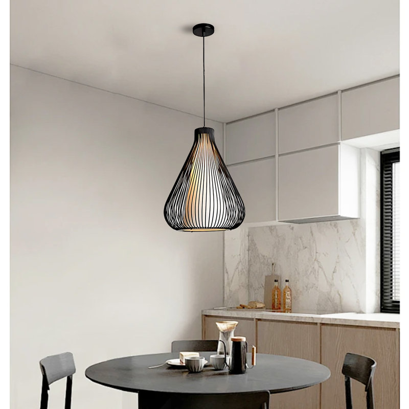 1 - Luminaire suspendu simple à intensité variable avec finition noire