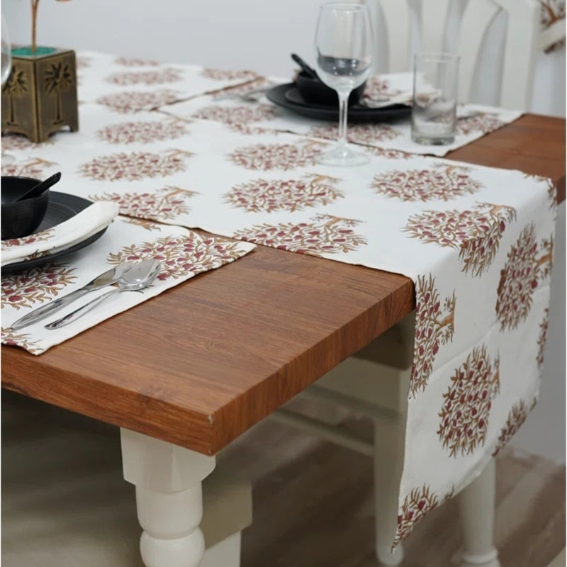 Chemin de table Red Barrel Studio® 16X90 Luxury, chemin de table décoratif, Anar, rouge, Rectangle 9 po