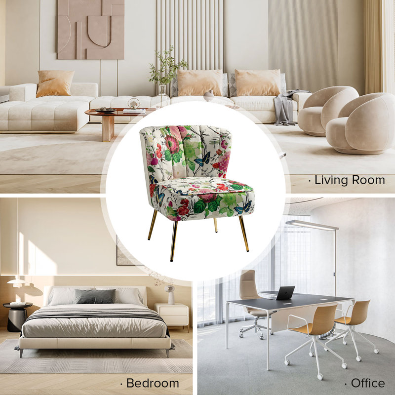 Amata Velvet Accent Chair, Ivory Velvet
