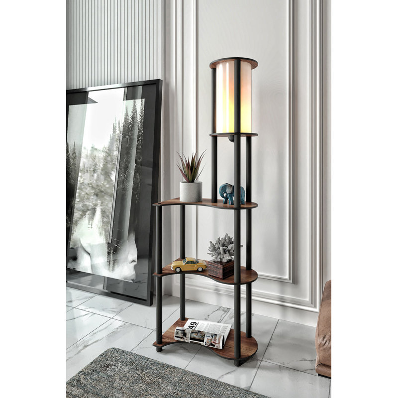 Stylish Floor Lamp, Walnut Color, 55.1 inches Tall | Craft Paper & MDF Body, PVC Cap (6.7 inches Diameter, 13.8 inches Height) | E27 Socket (Max 40W) | Elegant Lighting for Living Room & Bedroom Décor, IP20 Rated