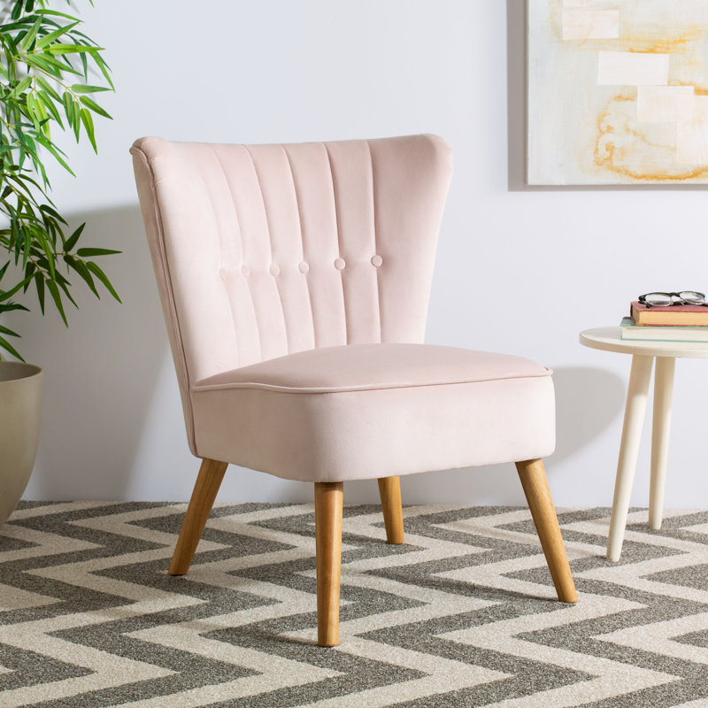 Velveteen Velvet Side Chair, Light Pink