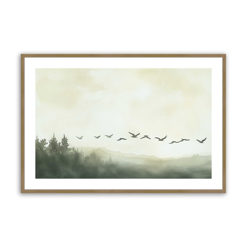 Impression de silhouettes Skyward, Cadre doré brossé, H 25,25 po x l 37,25 po