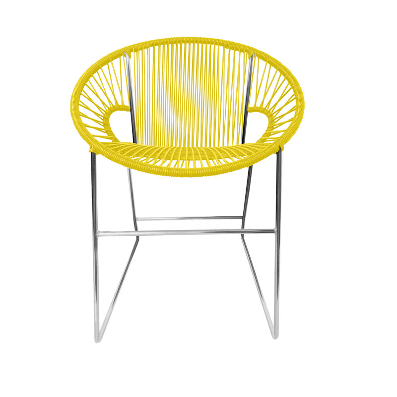 Chaise de patio Puerto, Jaune / Chrome