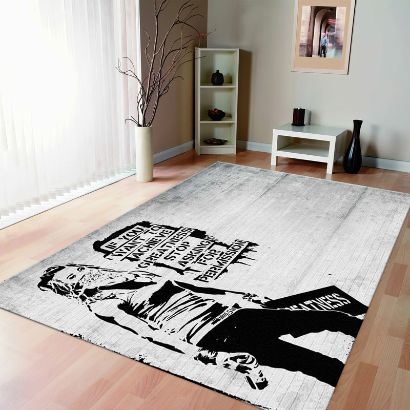 Modern Printed Rug with Soft Pile and Intricate Geometric Design Perfect for Enhancing Your Living Room or Bedroom Decor