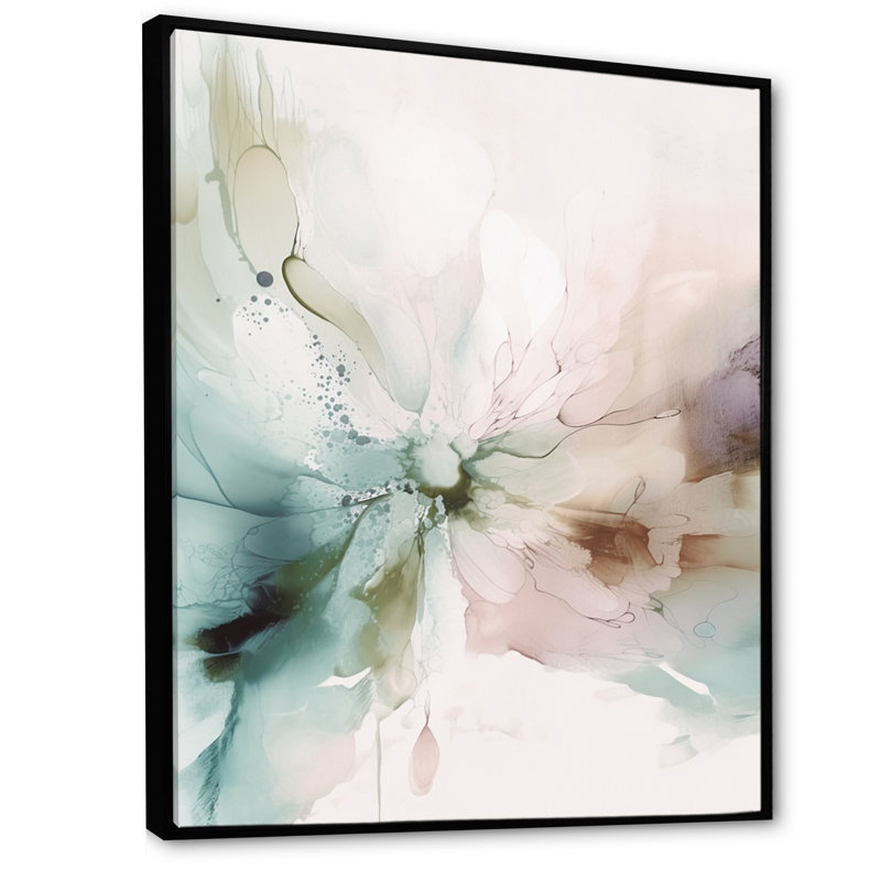 «Green and Cream Abstracted Realities I», reproduction d'art sur toile abstraite, L 16 po x H 32 po, Cadre flottant noir