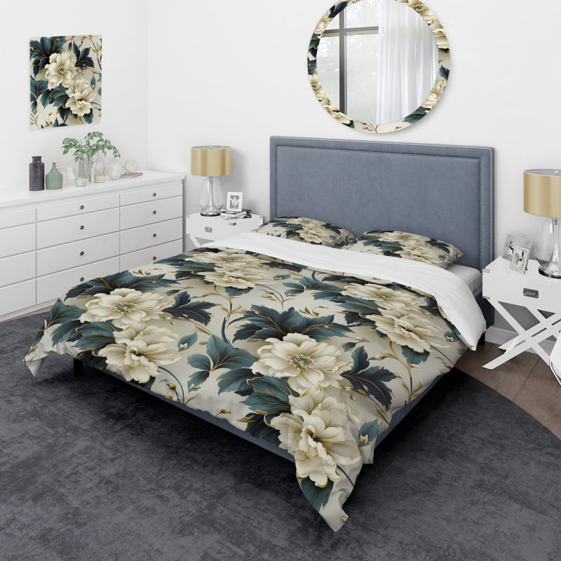 Ensemble de housse de couette Contemporary Motifs Victorian, Housse de couette pour grand lit et 2 taies décor