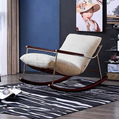 Chaise berçante confortable en chenille amovible