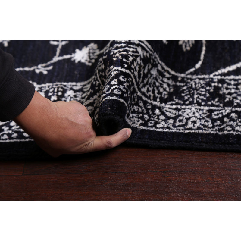 Tapis oriental multicolore à motif floral végétal noué à la main Versace 9X12