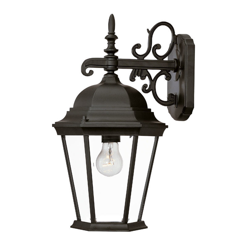 Lanterne murale d'extérieur H 17,5 po Howa, Noir mat, Verre biseauté transparent