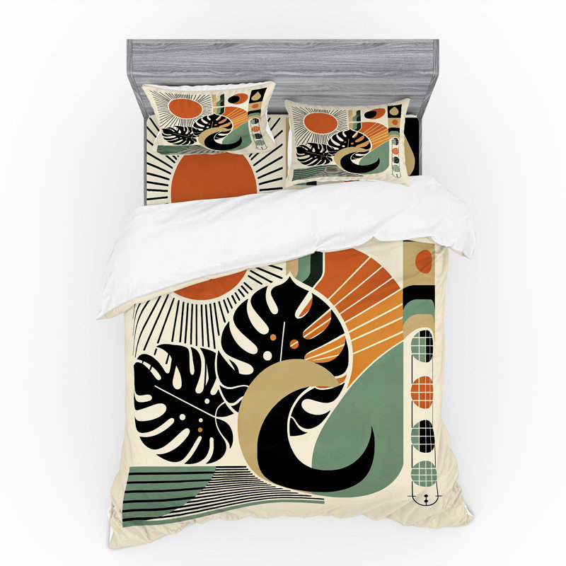 Ensemble de literie Ambesonne Monstera et cannelle noir beige, Housse de couette grand + 3 pièces supplémentair