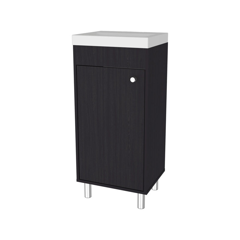 Meuble-lavabo de finition avec 1 porte et 2 tablettes pour un rangement facile, décor de style contemporain, panneaux de particules essentiels pour le rangement, salles de bain au design moderne,