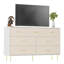 Commode de 55,1 po de largeur pour chambre à coucher, 7 tiroirs, commode en bois avec poignées dorées, armoire de rangement pour couloir
