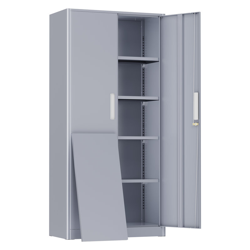 Steel Single Storage Cabinet with Lock ( 72'' H x 32'' W x 16'' D), Dark Gray
