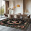 Tapis papillon de 8 x 10 pi pour salon, tapis à poils courts avec envers en caoutchouc lavable et antidérapant grand tapis moderne pour chambre à coucher, noir-121886479-118085076