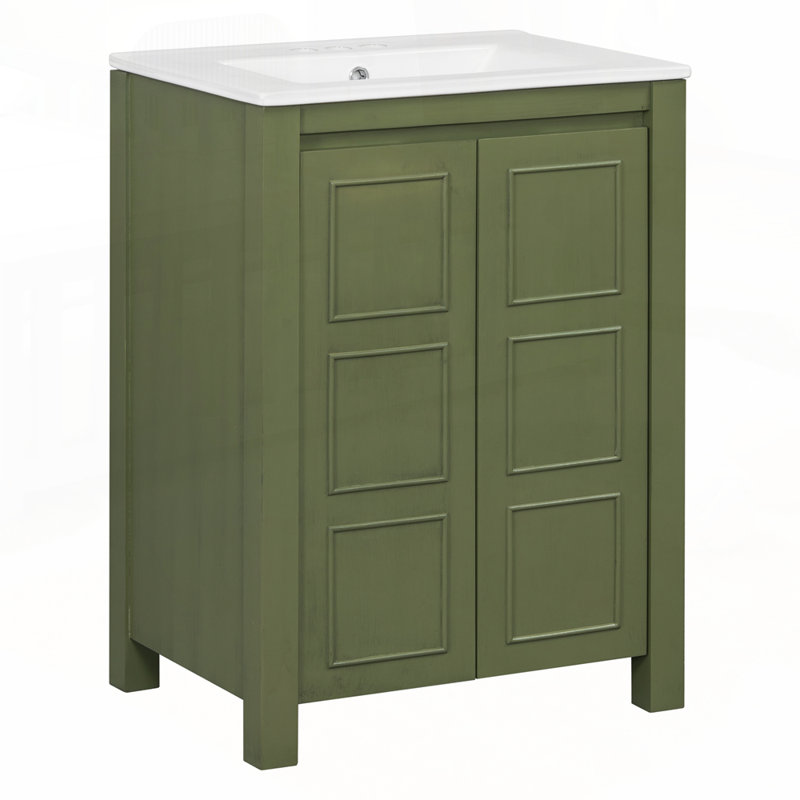 Ensemble de meuble-lavabo charmant avec lavabo en céramique de qualité supérieure et tablette réglable