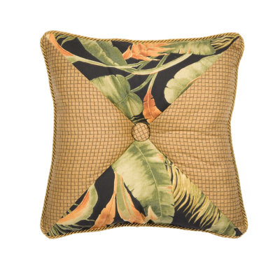 La Selva Black Reversible Throw Pillow with Accent Button Detail