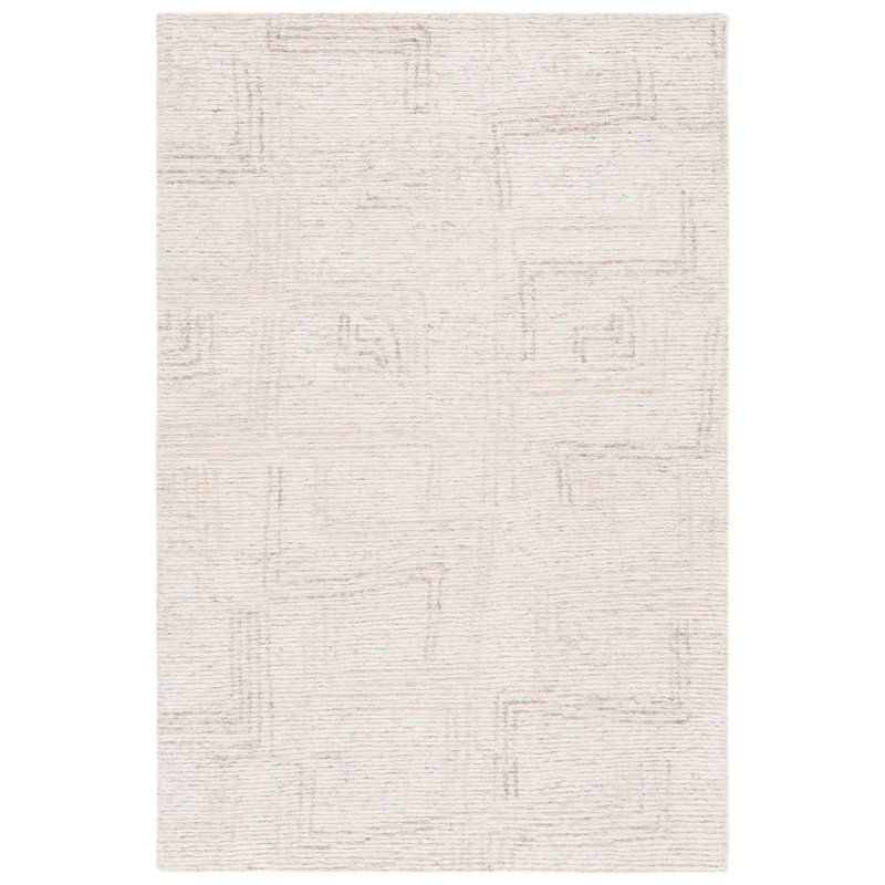Karlette Ebony Hand Tufted Wool/Cotton Abstract Rug in Ivory/Beige, Rectangle 3' x 5'