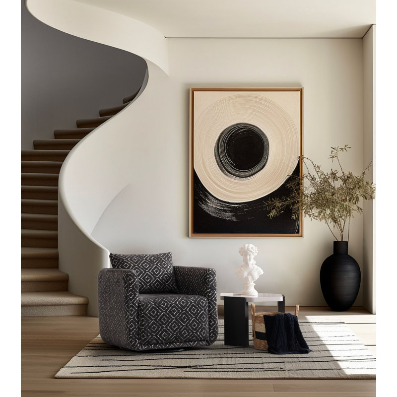 Luxueux fauteuil à oreilles, tissu chenille noir et blanc, 29,5 po x 27,6 po x 31,5 po | Structure 100% charme, avec 1 coussin | Rembourrage en mousse souple et en plumes, capacité de 330 lb | Parfait pour le salon et la décoration intérieure
