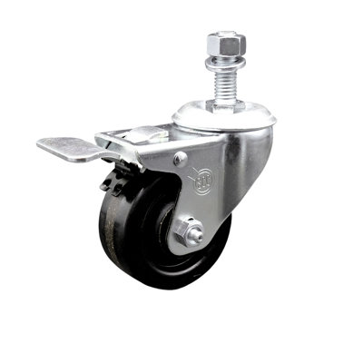 3.5 Inch SS Phenolic 12mm Threaded Stem Caster with Total Lock Brake SCC