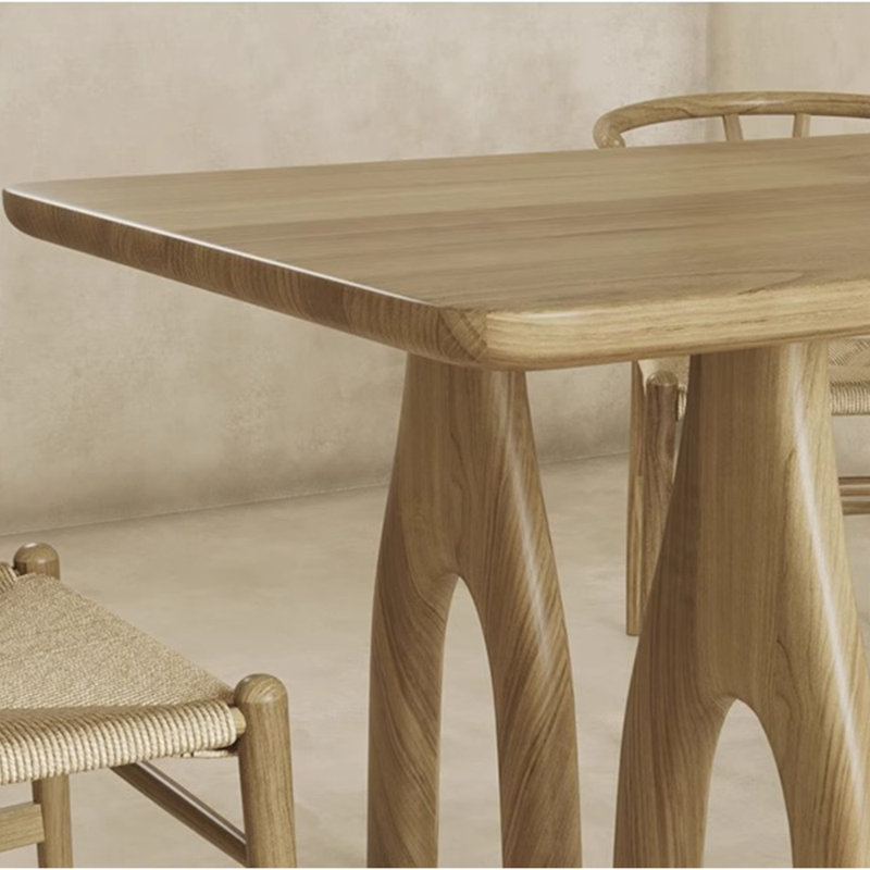 Japanese solid wood rectangular dining table set, 7, 29.5"H x 62.9"L x 27.5"W