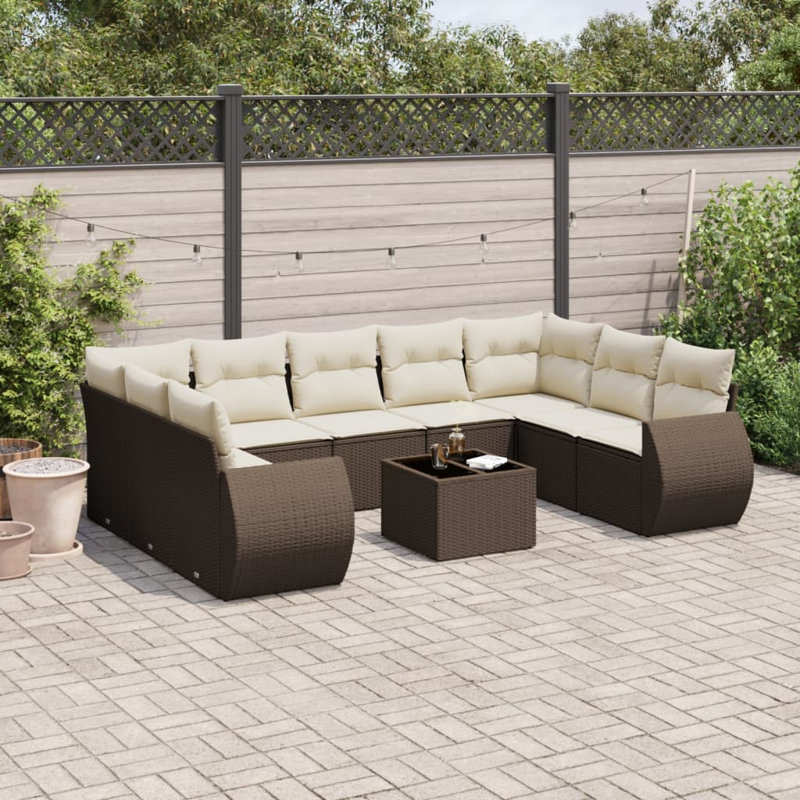 Ensemble de canapé de jardin Vidaxl PE, Brun