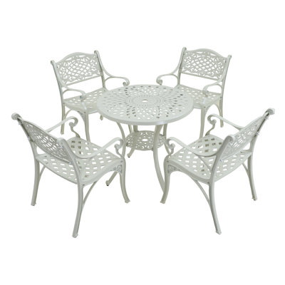 Miller Round 4 - Person 31'' L Outdoor Dining Set -  mondawe, MO6022CT-WH