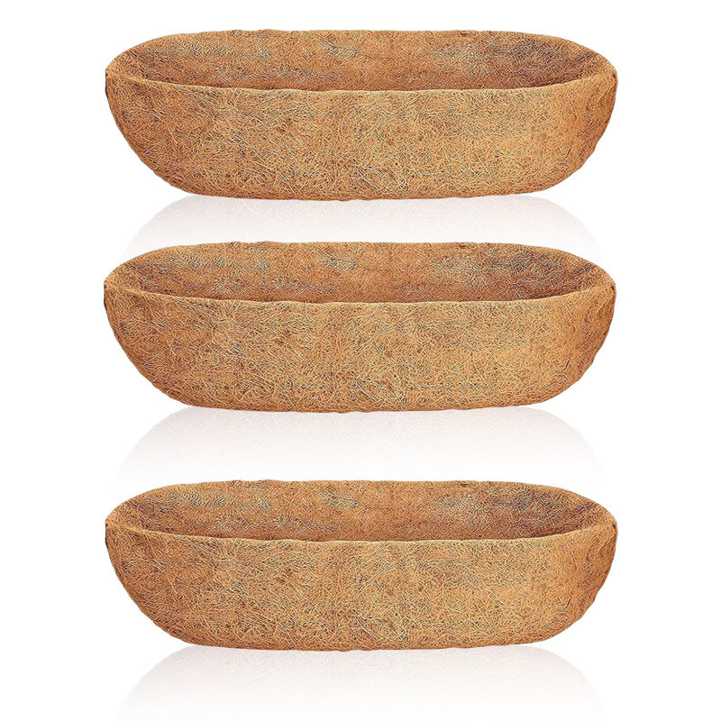 3Pcs Trough Coco Liners For Planters Coconut Coir Planter Liner Replacement for Window Box Hanging Trough Basket For Garden Fence Flower Vegetable