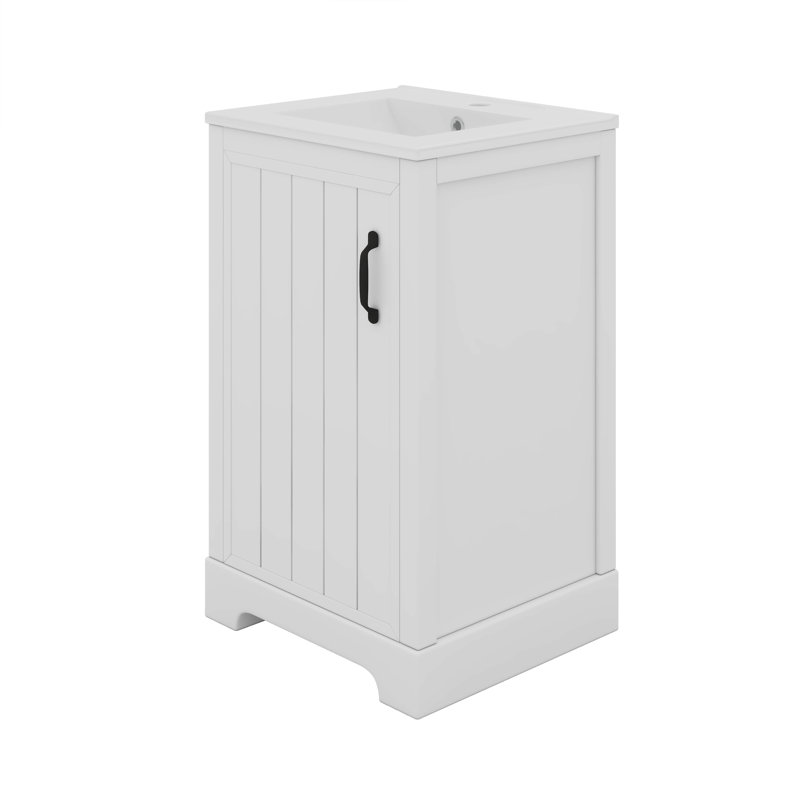 Meuble-lavabo de salle de bain avec lavabo, support de rangement, Blanc