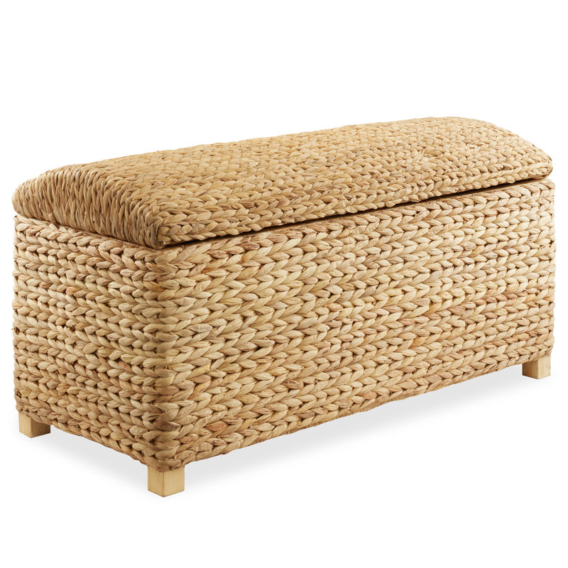 36" Storage Trunk Chest w/ Curved Lid, Safety Hinge, Hyacinth, Natural