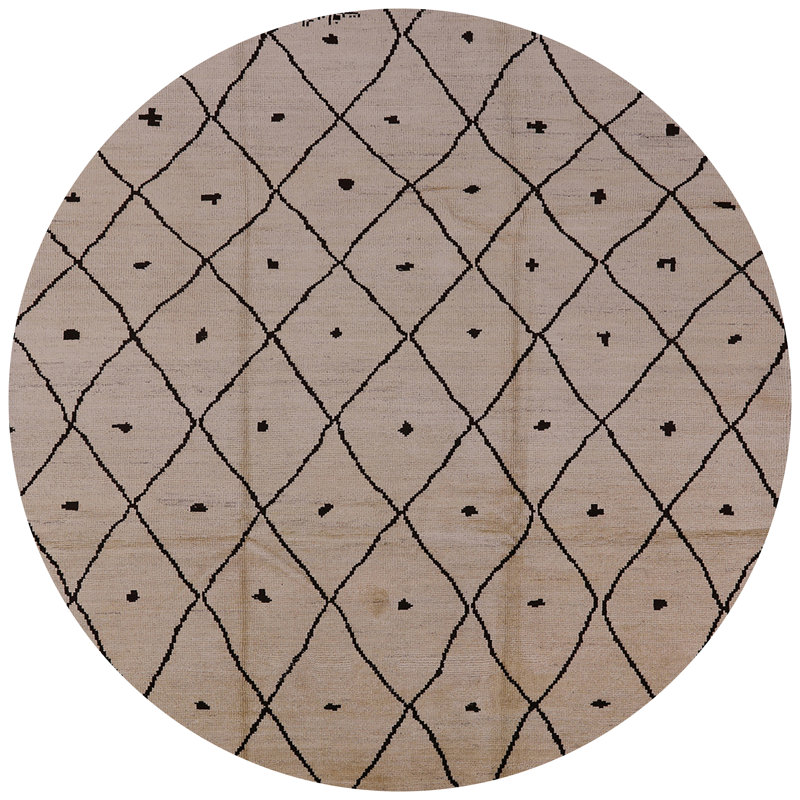 Tapis gris / brun à motif géométrique Louisville, Rond 5 pi