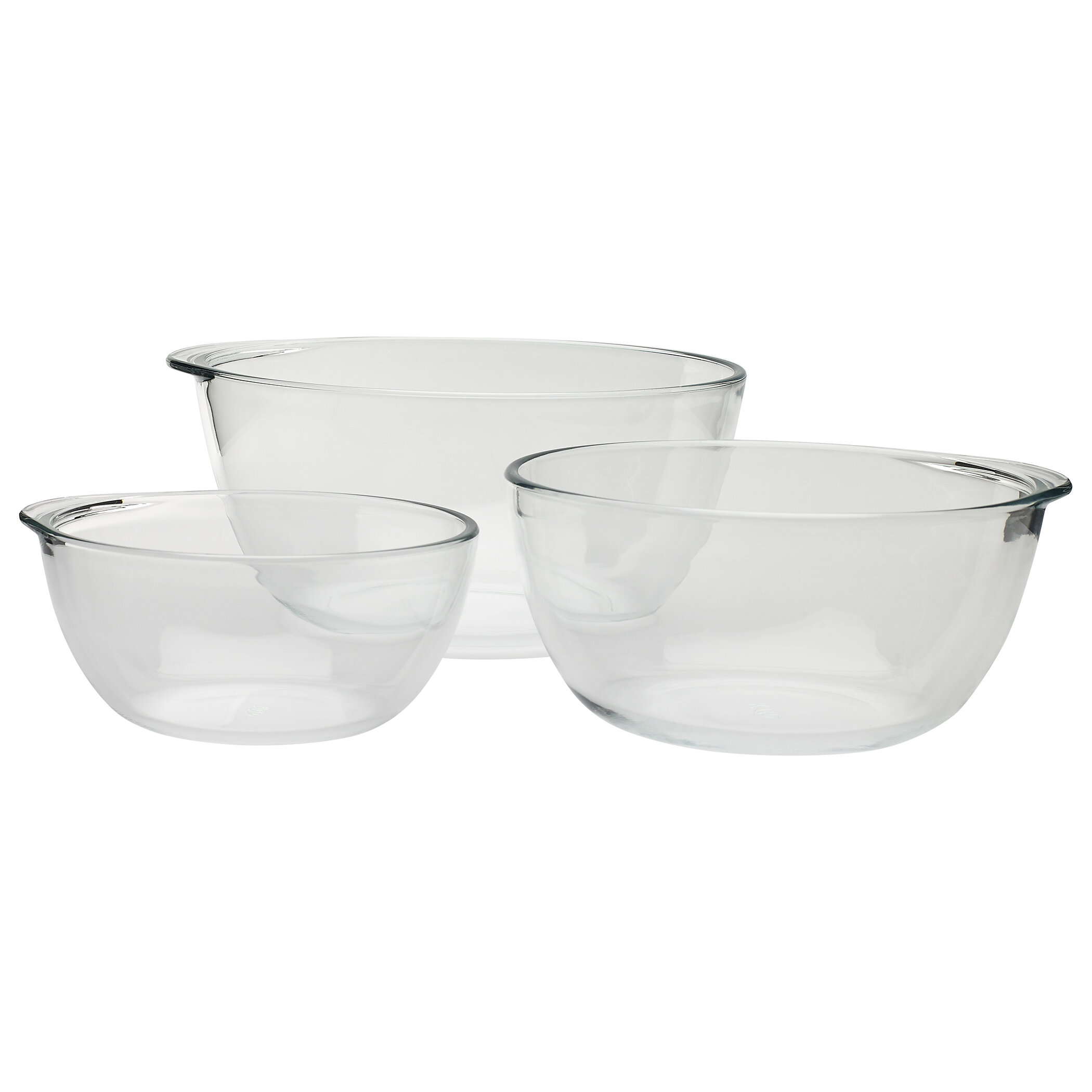 Glass Mixing Bowls with Lids Set of 3-Large Kitchen Salad Bowls,  Space-Saving Nesting Bowls, Clear Glass Serving Bowls for Cooking, Baking,  Prepping, Dishwasher Safe
