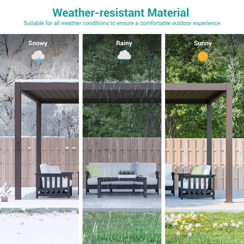 Pergola d'extérieur en aluminium à double couche avec toit ajustable, 10 pi x 13 pi