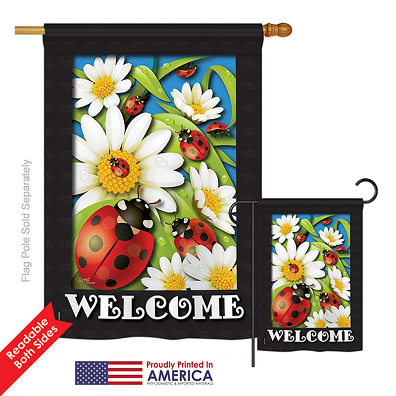 Ensemble de drapeaux en polyester 40 x 28 po Brieanna Ladybug Heaven Garden Friends