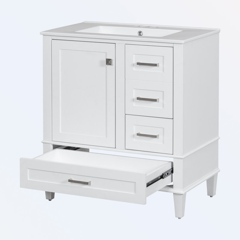 Omani 30'' Single Bathroom Vanity with Top, White