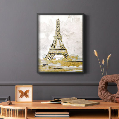«Eiffel Tower Glitz», reproduction encadrée - bois massif