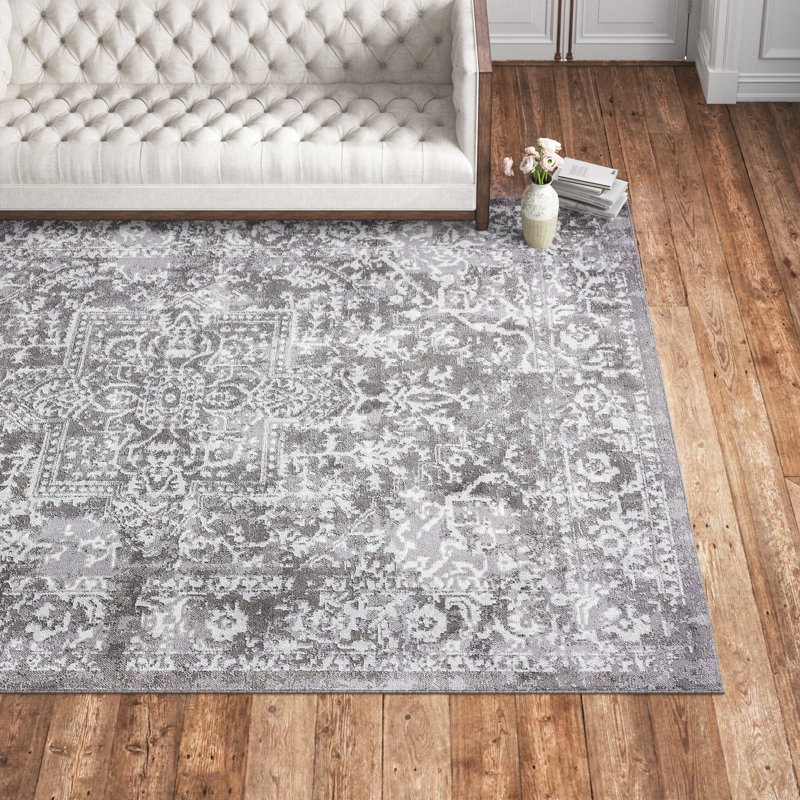 Tapis oriental gris / crème Areebe, Rectangle 8 pi 9 po x 12 pi 2 po