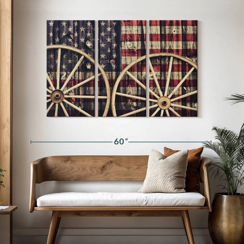 Borges Wagon Wheels American Flag, 32" H x 50" W