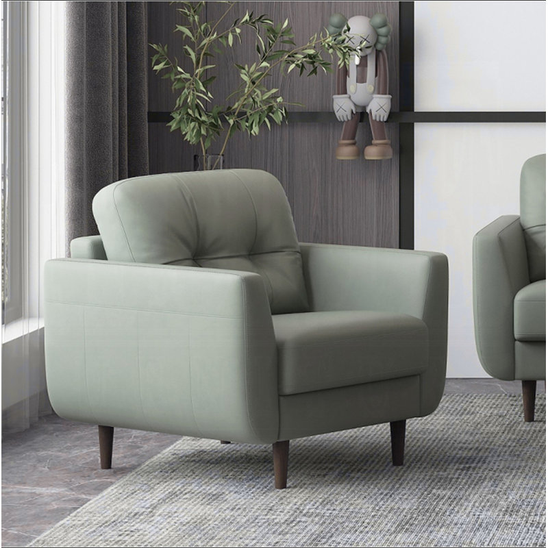 Chaise en cuir pesto (assemblée), Green Leather