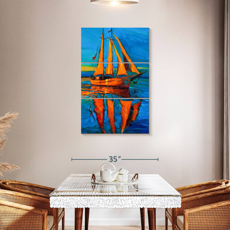 Voilier Mehar Sunlit en mer, H 45 po x l 28 po