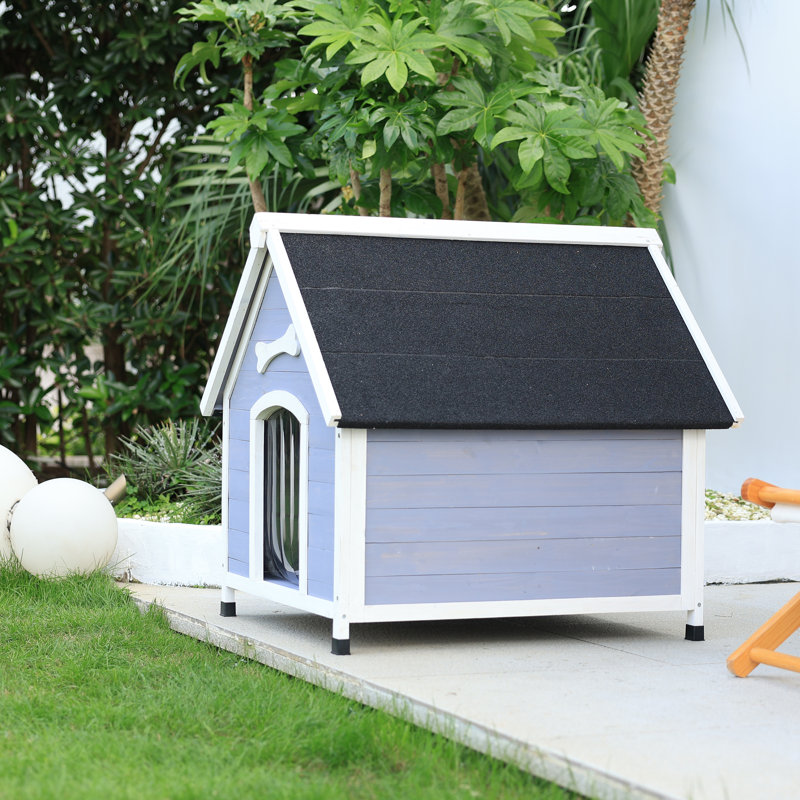 Niche pour chien 33 po en bois renforcé de polymère résistant aux intempéries pour l'extérieur, Gris