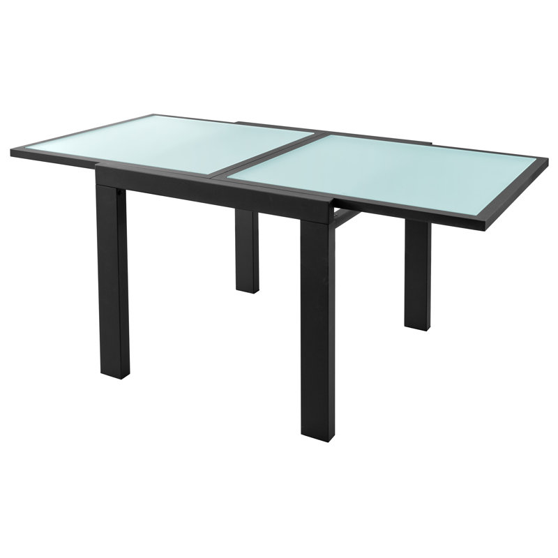 Ailina Extendable Glass Top Metal Base Dining Table, White