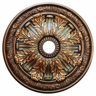 Burnish Leavess 30" D Polyurethane Hand Painted Ceiling Medallion
