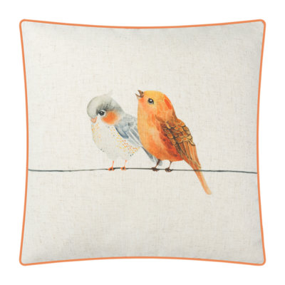 Housse de coussin en lin Birds