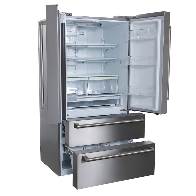 KUCHT Professional 36 in. 22.5 cu. ft. Counter Depth Freestanding French Door Refrigerator in Stainless Steel with Ice Maker